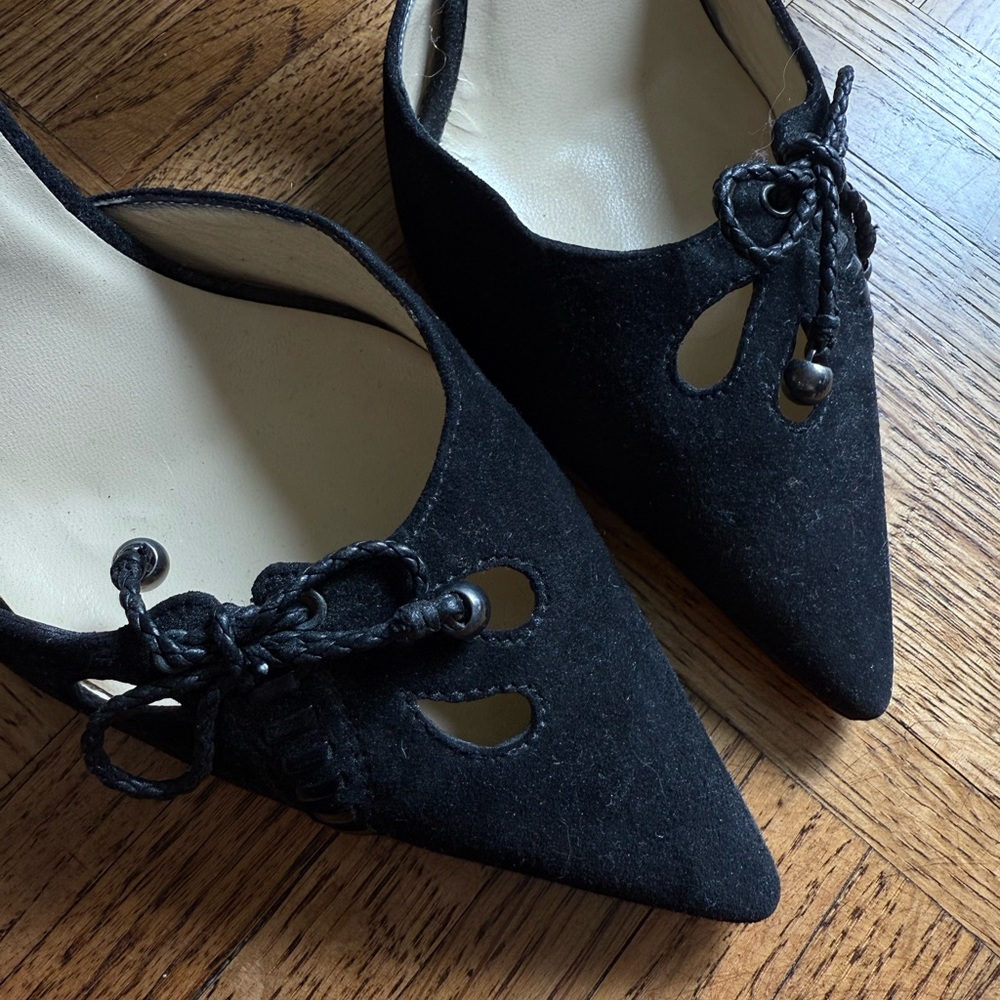 Jimmy Choo Black Suede Heels with Bow Detail - Picture 5 of 5